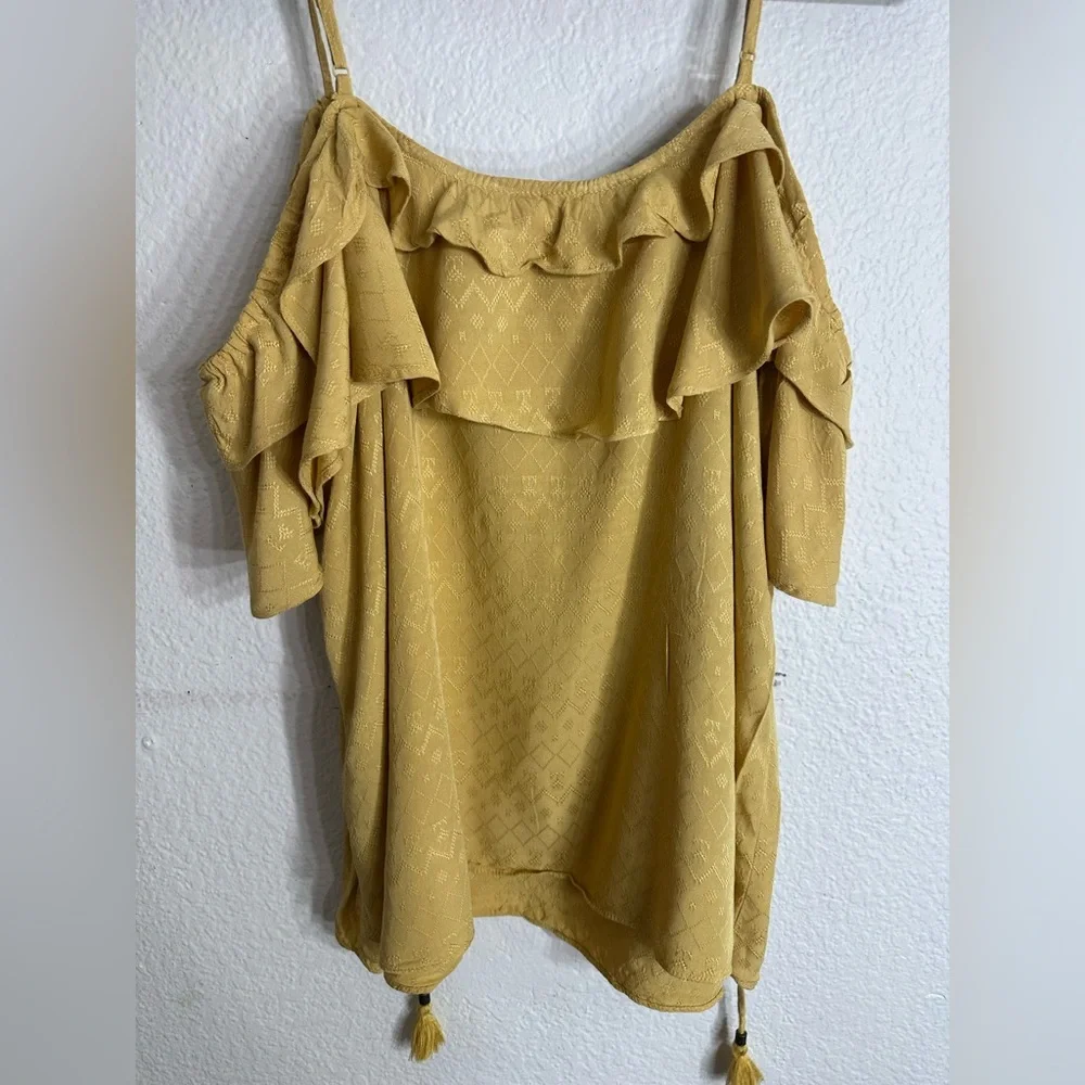 Yellow Ruffle Off-Shoulder Top - Picture 4 of 4